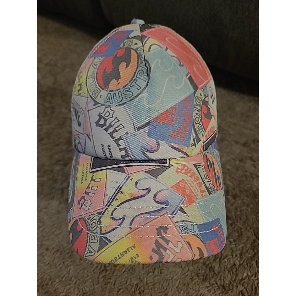 Vintage Graffiti Mesh Trucker Snapback Cap All Over Logo Surf Skate BILLABONG